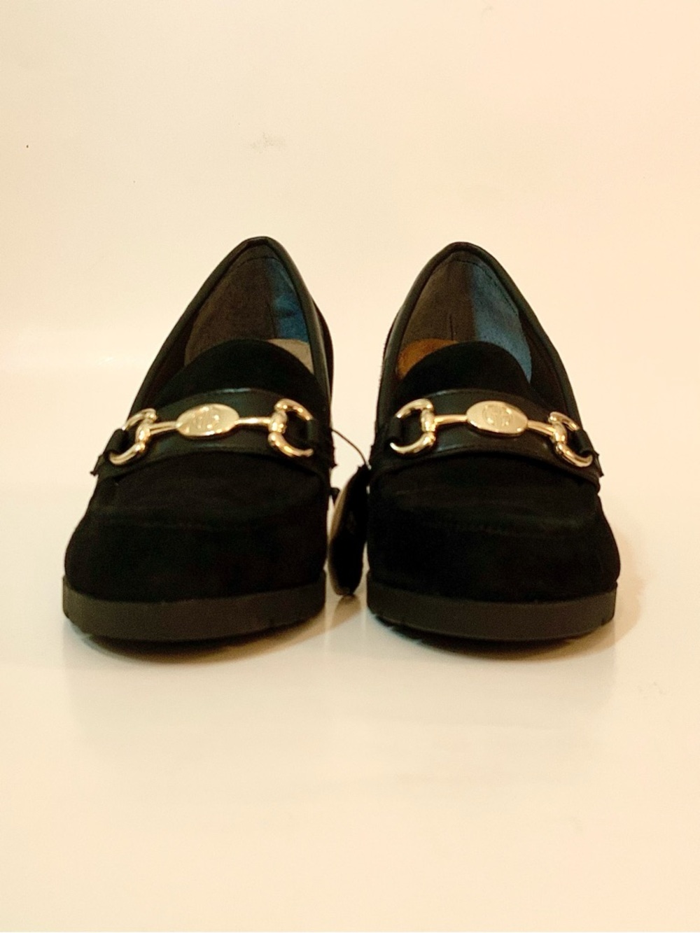 NWOT Gianni Bernini ‘Porshaal’ Black Suede Heeled Loafer - Picture 3 of 12